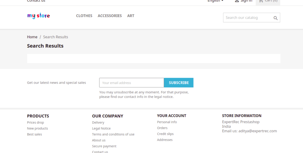 new prestashop page is created