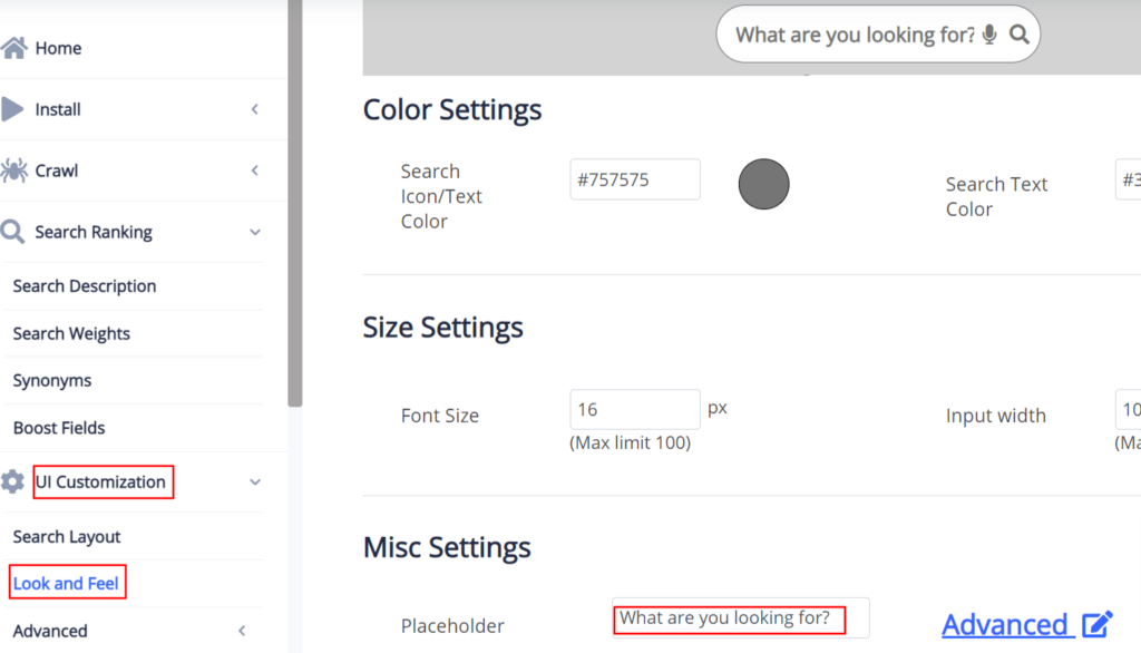 Edit shopify search bar text using UI customization