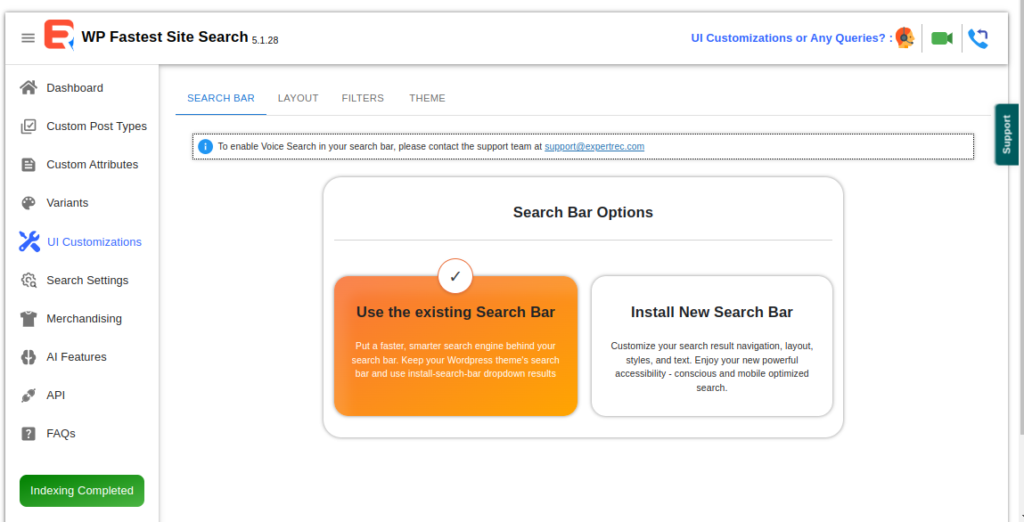 wordpress search settings