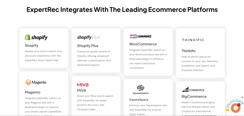 Ai search plugin integration for shopify, magento, woocomerce like ecommerce platforms.