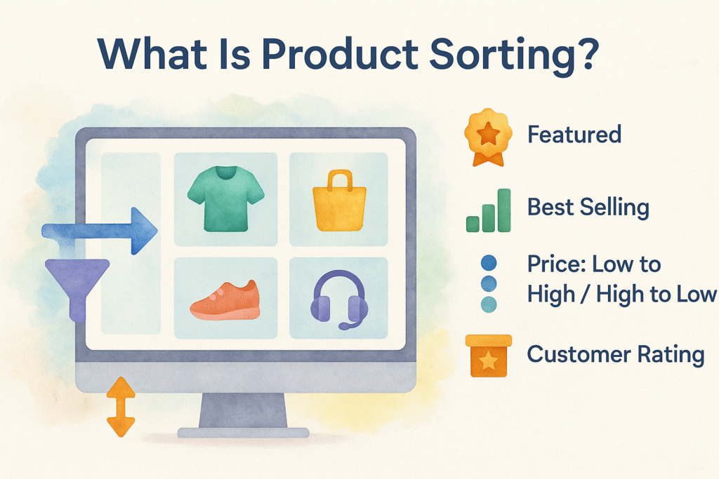 What Is Product Sorting?
Product sorting refers to the method used to organize and display products in your ecommerce store—especially on search result pages, category pages, and collection grids.